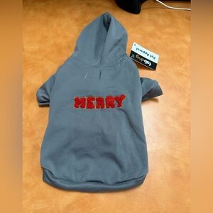 Merry Dog Hoodie - Gray and Red